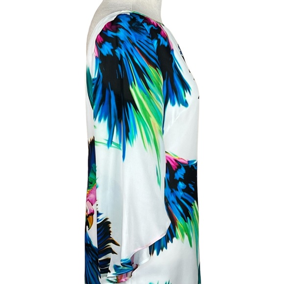 Milly Gorgeous Silk Parrot Dress With Butterfly Sleeves Vibrant Colors Lined 4 - Picture 13 of 16